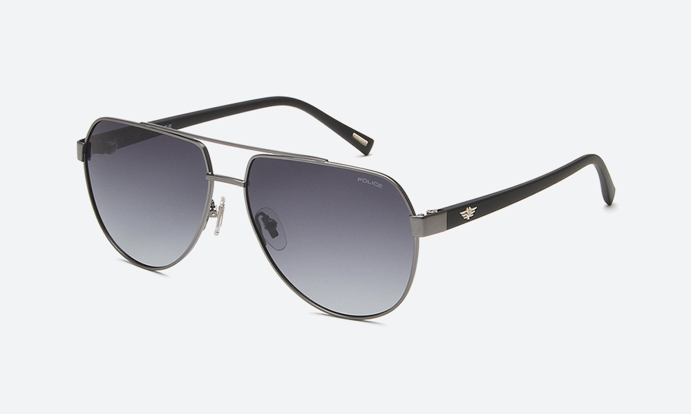 Authentic Police SPL964 Men's Sunglasses – Designer Shield Style In Shiny Gunmetal & Black Lenses